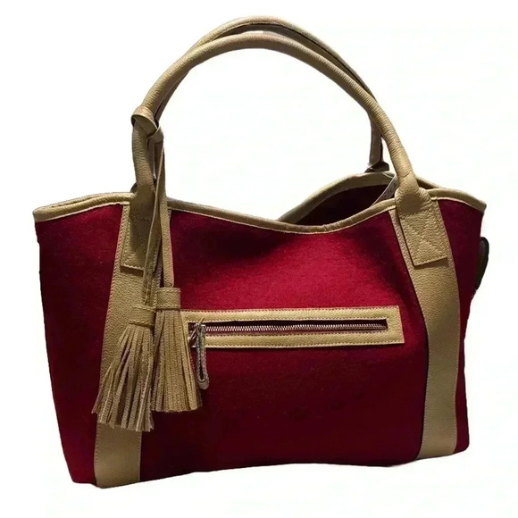 NWT | Modus R!o / Modus Rio | Red & Tan Tote (Comes w/Dustbag) - Picture 2 of 9
